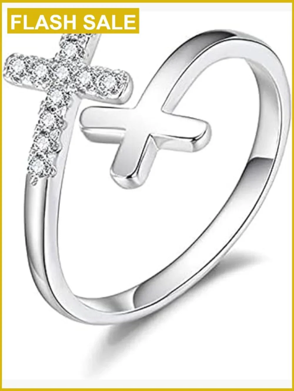 Dainty Cross Ring 925 Sterling Silver Faith Jewelry Statement Ring
